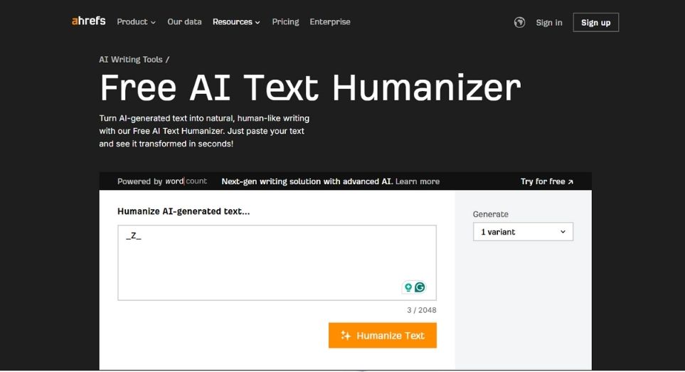 Ahrefs' AI Text Humanizer